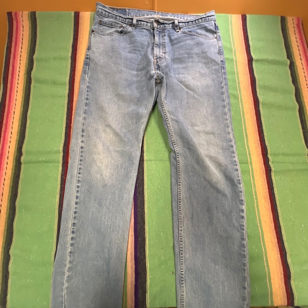 Levis 505 Jeans Mens 36x34 Light Wash Regular Fit Straight Leg Denim Pants